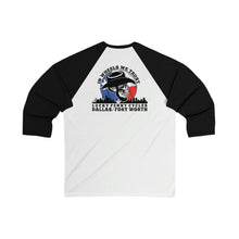 Load image into Gallery viewer, Lucky Penny Cycles DFW Skyline 3\4 Sleeve Baseball Tee