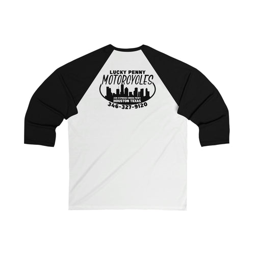 Lucky Penny Cycles Houston Skyline 3\4 Sleeve Baseball Tee