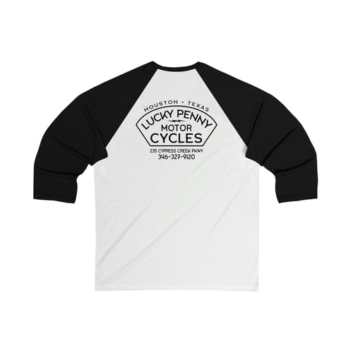 Lucky Penny Cycles Houston Light/Shield 3\4 Sleeve Baseball Tee